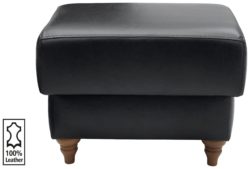 Heart of House - Argyll - Leather Footstool - Black